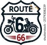 Vintage Route 66 Rustic Sign Vector Illustration for Riders