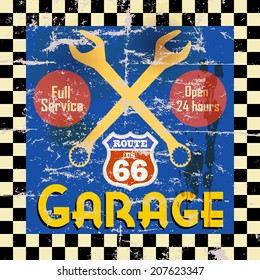Vintage route sixty six garage workshop sign