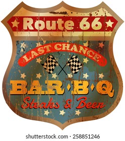 Vintage route sixty six restaurant sign