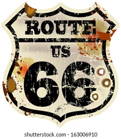 vintage route sixty six road sign, retro style,