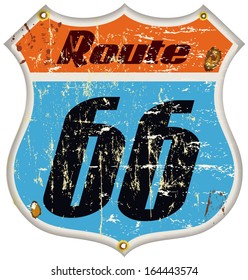 vintage route sixty six  road sign, retro style