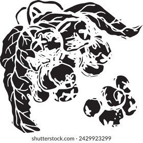 Vintage rowan, great design for any purposes. Hand drawn black illustration.