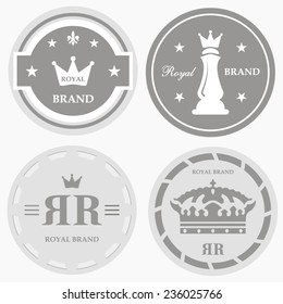 Vintage royal brand badges grey color set stamp