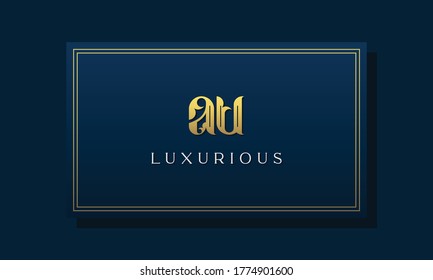 Vintage royal initial letter AU logo. This logo incorporate with luxurious typeface in the creative way.It will be suitable for Royalty, Boutique, Hotel, Heraldic, fashion and Jewelry.