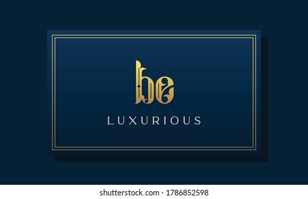 Vintage Royal Anfangsbuchstabe BE Logo. Dieses Logo ist mit luxuriöser Schrift in kreativer Weise integriert. Es eignet sich für Royalty, Boutique, Hotel, Heraldic, Mode und Juwelierei.