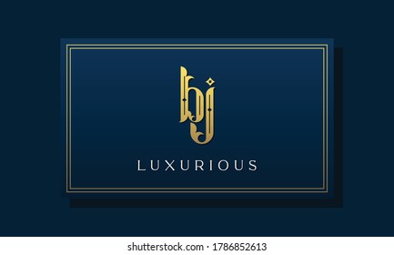 Vintage royal initial letter BJ logo. This logo incorporate with luxurious typeface in the creative way.It will be suitable for Royalty, Boutique, Hotel, Heraldic, fashion and Jewelry.