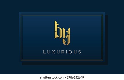 Vintage royal initial letter BY logo. This logo incorporate with luxurious typeface in the creative way.It will be suitable for Royalty, Boutique, Hotel, Heraldic, fashion and Jewelry.