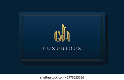 Vintage royal initial letter CH logo. This logo incorporate with luxurious typeface in the creative way.It will be suitable for Royalty, Boutique, Hotel, Heraldic, fashion and Jewelry.