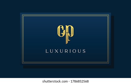 Logo de la letra inicial de la realeza antigua CP. Este logotipo incorpora un lujoso tipo de letra de forma creativa.Será apto para la realeza, Boutique, Hotel, Heraldic, Moda y Joyería.