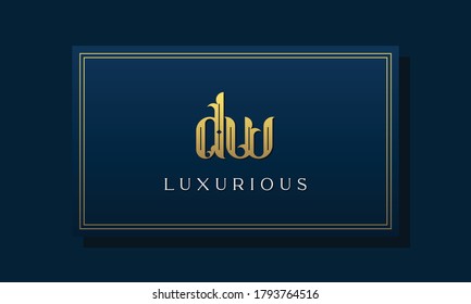 Vintage royal initial letter DW logo. This logo incorporate with luxurious typeface in the creative way.It will be suitable for Royalty, Boutique, Hotel, Heraldic, fashion and Jewelry.