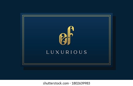 Vintage royal initial letter EF logo. This logo incorporate with luxurious typeface in the creative way.It will be suitable for Royalty, Boutique, Hotel, Heraldic, fashion and Jewelry.