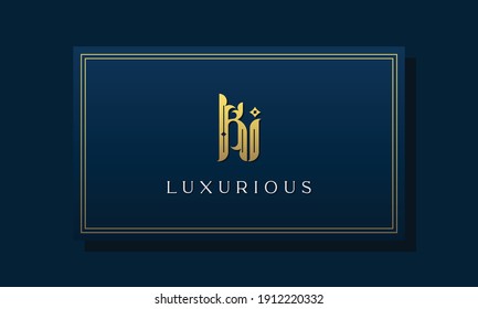 Letras reales antiguas iniciales logotipo de KI. Este logo incorpora un lujoso tipo de letra de forma creativa. Será apto para la realeza, Boutique, Hotel, Heraldic, Moda y Joyería.