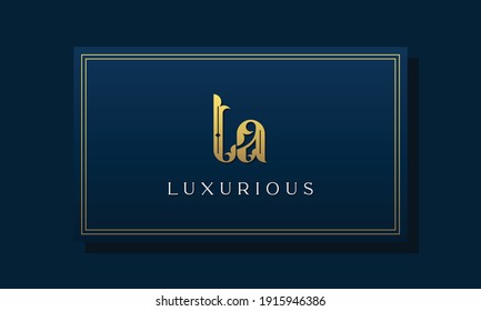 Vintage royal initial letters LA logo. This logo incorporate with luxurious typeface in the creative way. It will be suitable for Royalty, Boutique, Hotel, Heraldic, fashion and Jewelry.