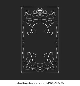 Vintage royal label for alcohol branding. Hand drawn whiskey frame. Premium beer bottle border.