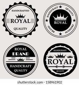 Vintage royal quality handcraft badges design set