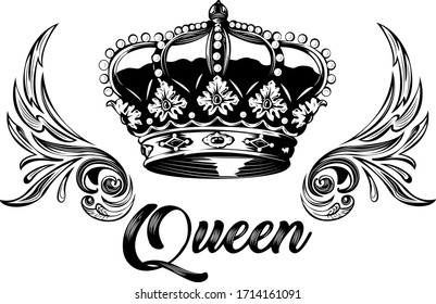 Vintage Royal Queen Crown Logo Design Stock Vector (Royalty Free ...