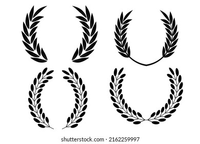 Vintage royal set with wreaths. Award trophy set. Floral branch. Peace symbol. Winner certificate. Vector illustration. Stock image.