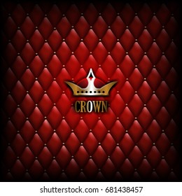 Vintage Royalty Red Leather Background With Gold Crown