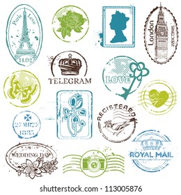 Vintage Rubber Stamp Collection - for your design, scrapbook - in vector