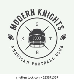 Vintage rugby and american football label, emblem or logo. Illustration