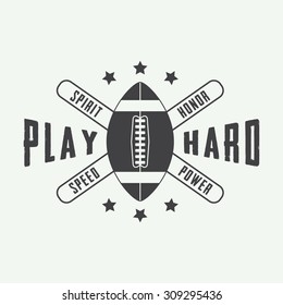 Vintage rugby and american football labels, emblems and logo. Vector illustration