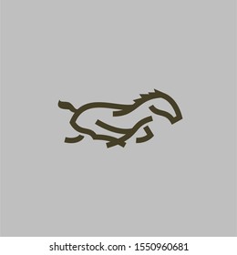 Vintage Running Horse Line Icon Logo