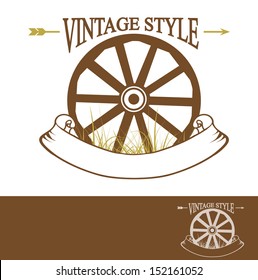 Vintage Rural Design With Old Wheel (Used Times New Roman free font) With Copyspace For Your Text 