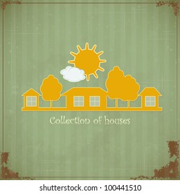 Vintage Rural estate symbol for design on grunge background - vector illustration