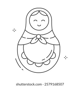 Vintage Russian Matryoshka Doll Vector Icon Design