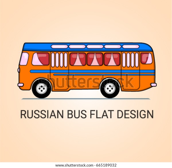 Vintage russian orange bus in flat design\
vector illustration