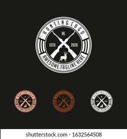 Vintage rustic badge emblem hunting adventure or hunters club logo design