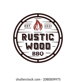 Vintage rustic barbeque logo design Premium Vector