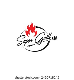 Vintage rústico BBQ grill diseño vector