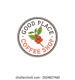 Vintage rustic branch coffee shop logo template