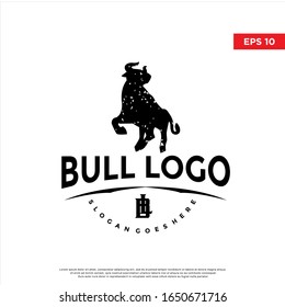 vintage rustic bull logo. modern icon, template design