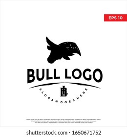 vintage rustic bull logo. modern icon, template design