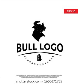 vintage rustic bull logo. modern icon, template design