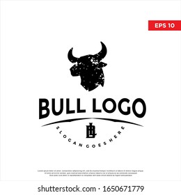 vintage rustic bull logo. modern icon, template design