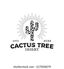 Vintage Rustic cactus tree logo design