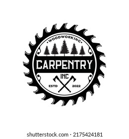 Vintage rustic carpentry logo design