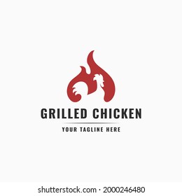 Vintage Rustic Chicken Logo Red Hot Stock Vector (Royalty Free) 2000246480