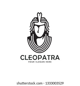 vintage rustic cleopatra line art style logo template