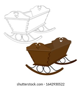The Vintage Rustic Cradle Vector Illustration. The Old Cradle Vector Isolated On White Background