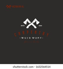vintage rustic Crossed Ax logo design