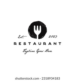 Vector de diseño del logotipo del restaurante de horquilla rústica vintage