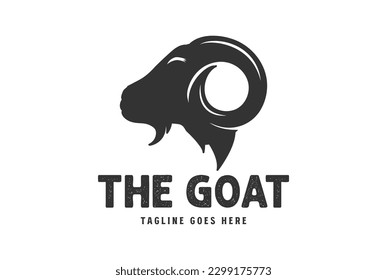 Vintage Rustic Goat Horn Head Silhouette Logo Design