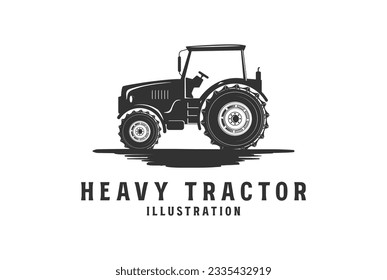 Vintage Rústico Heavy Farm Tractor de máquina Icono Ilustración Vector