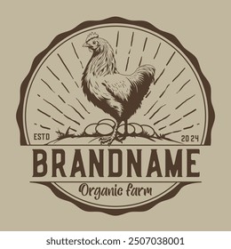 Vintage rustic hen logo design template