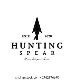 Vintage Rustic Hipster Arrowhead Spear Hunting Logo Design