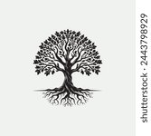 Vintage Rustic Oak Maple Old Tree Logo Design
